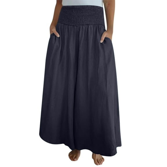JJHGVB Palazzo Pants Wide Leg Pants Woman Women's Fashionable Casual Loose Wide Leg Elastic Waistband Casual Pants Barrel Pants Women Flowy Pants Black L