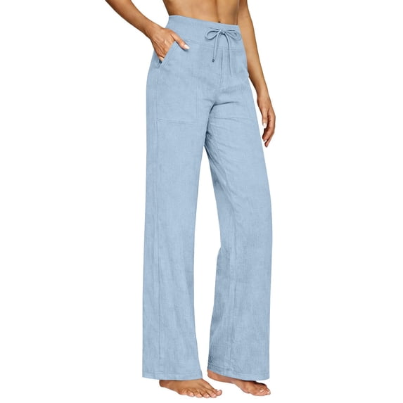 JJHGVB Palazzo Pants for Women Work Pants Plus Size Summer Trousers Lounge Pants Cozy Trousers Casual Palazzo Pants Lightweight Breathable Sweatpants Women Sky Blue 3XL