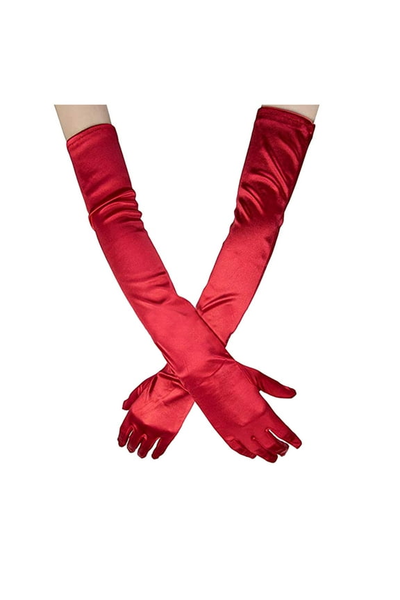 Party Gloves Long Gloves Adult Women Cosplay Gloves Long Evening Performance Wedding Dress Gloves Gloves for Women Red One Size