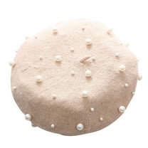 JJHGVB Pearl Beret Artist Hat Fall Hat Men's Beret Men's Caps Paperboy Hat for Women's Berets Beige A