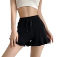 thumbnail image 1 of JJHGVB Plus Size Ruffle Shorts Waffle Shorts Women Pajama Shorts Women Lounge Shorts Short Shorts for Women's Lounge Shorts Woman's Pants Black One Size, 1 of 4