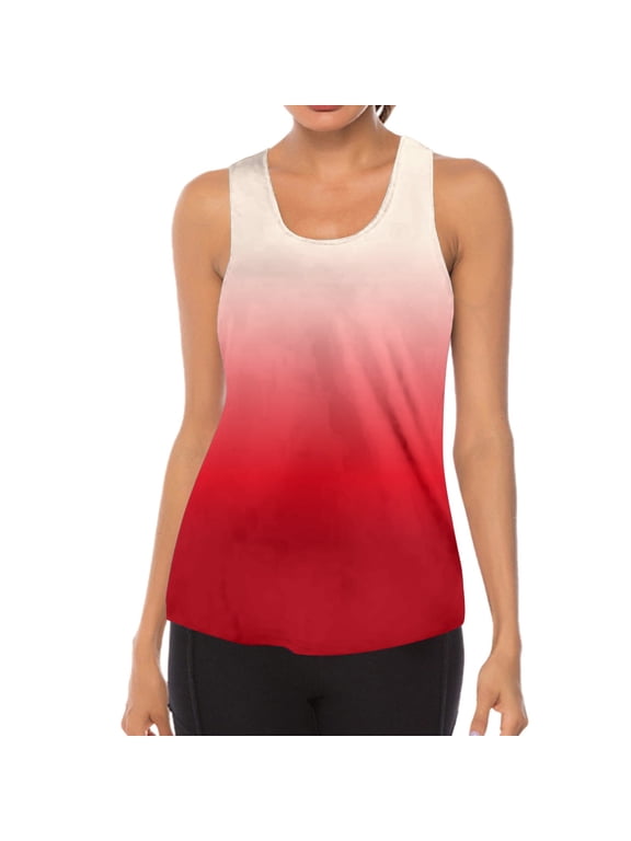Racerback Tank Racerback Tank Tops Sleeveless Sports Tennis Shirt Lightweight Gym Clothes Tank Tops for Women Soft Casual sports tanks for women Summer Camisole Top Loose Fit Red S