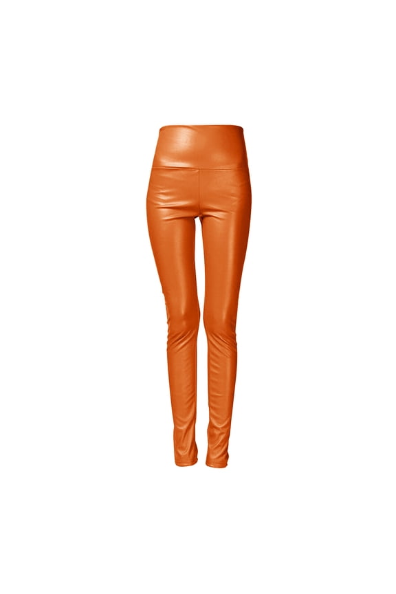 Shiny Metallic Legging Legging Tights High Waist Patent Leather Leggings for Women Shiny Pants Stretchy Fitted Dance Wear Pants 2026 Leggings for Women Orange 2XL
