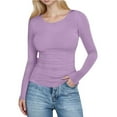 thumbnail image 1 of JJHGVB Slim Fit Thermal Long Sleeve Women Ribbed Knit T Shirt Casual Slim Basic Tee Basic Slim Casual Basic Fitted Basic Tops Basic Purple 2XL, 1 of 6