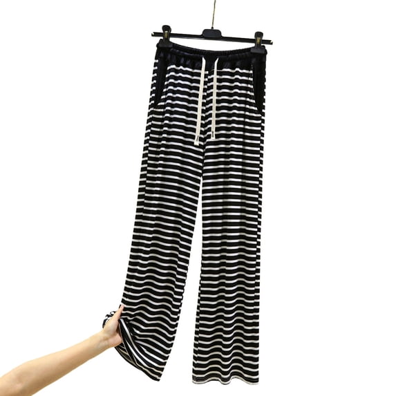 JJHGVB Striped Pants Women Pajama Pants Women with Pockets Wide Leg Pajama Pants for Women's Pants Casual Womens Pants Trendy Cotton Pants for Women Pants for Woman Black L