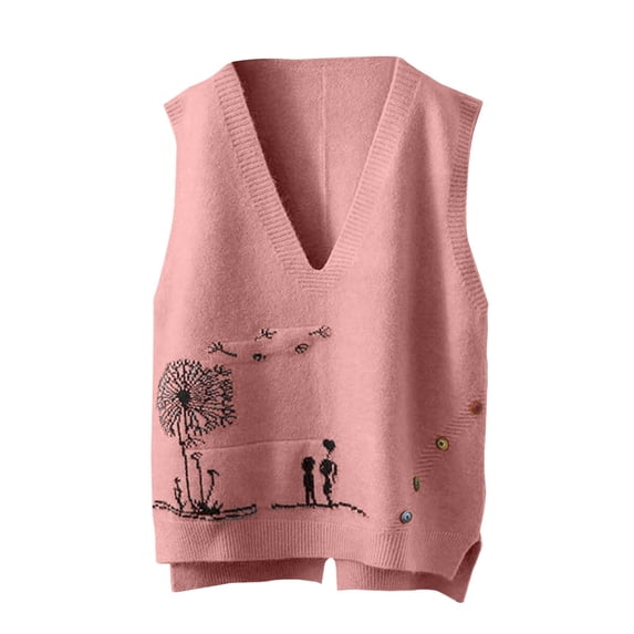 JJHGVB Sweater Vest Women Oversized Sweaters for Women Knit Vest for Women Sweaters Vest for Women Womens Vest Women Vest Top Pink M