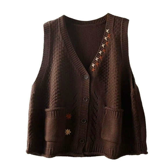 JJHGVB Sweater Vest Women Vintage Sweater Sleeveless Sweater Tops for Women Vest Top for Women Sweater Women Knit Sweater for Women Sweater Coffee 2XL