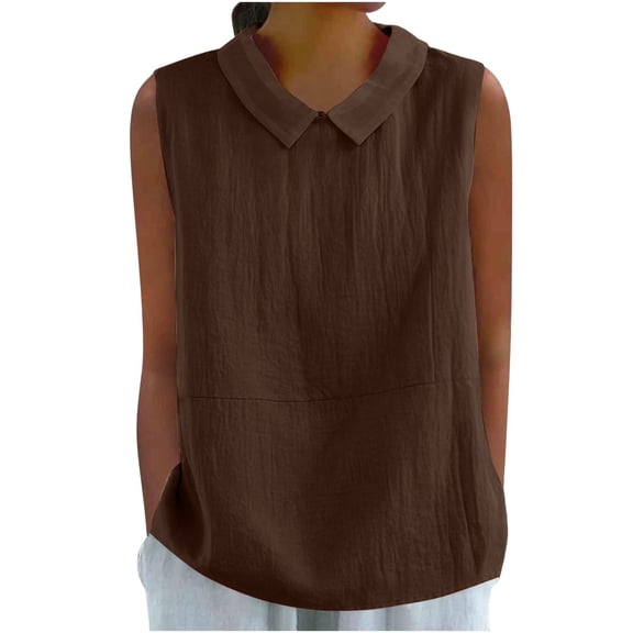 JJHGVB T Shirts Casual Blouses Tops 2026 Linen Shirt Linen Tops Sleeve Loose Dressy Casual Tops Summer Tops Casual Blouse Womens Tops Brown L