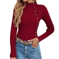 thumbnail image 1 of JJHGVB Thermal Sweater for Women Long Sleeve Sweaters for Women Fitted Shirts for Women Tops Women Sweaters for Women Trendy Basics Tops Fashion Tops for Women Red S, 1 of 5