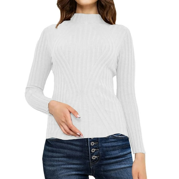 JJHGVB Thermal Turtleneck Long Sleeve Sweaters for Women Fitted Shirts for Women Sweater Women Winter Sweaters for Women Winter Knit Sweater for Women Ladies Sweaters White S