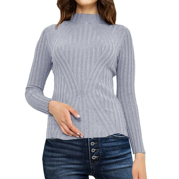 JJHGVB Thermal Turtleneck Long Sleeve Sweaters for Women Fitted Shirts for Women Summer Tops Sweaters Women Winter Knit Sweater for Women Tops Gray M