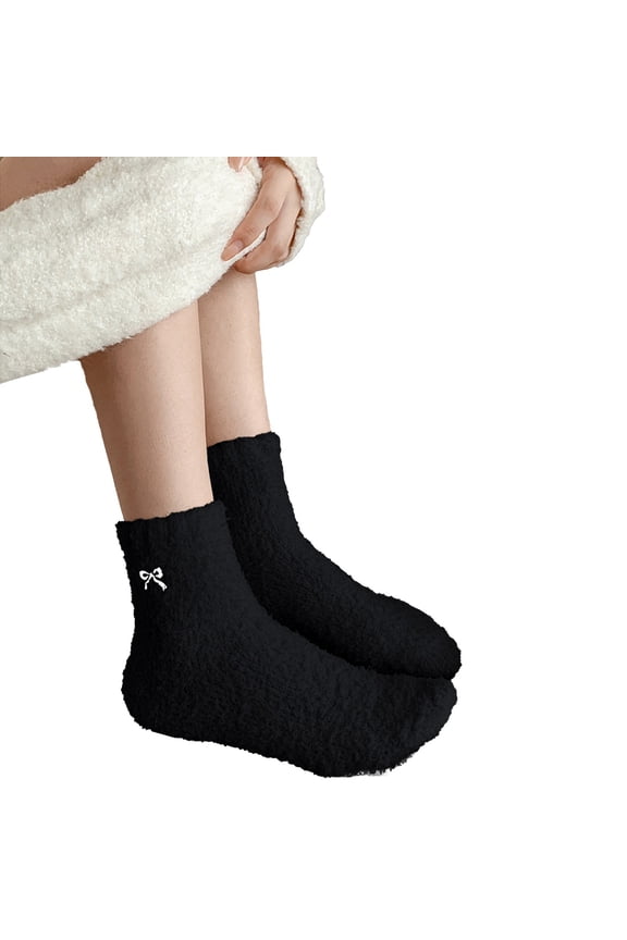 Thick Fuzzy Socks Mid Calf Socks Women Winter Socks for Women Woman Socks Men’s Socks Mid Crew Socks Black One Size