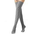 thumbnail image 1 of JJHGVB Thigh High Stockings Socks for Women Women's Thigh High Socks Cable Knit Winter Boot Socks Over The Knee Extra Long Leg Fall Socks Gray One Size, 1 of 9