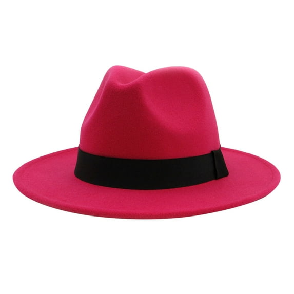 JJHGVB Top Hat for Men Vintage Hat Winter Hat Sun Hats for Women Wide Brim Cap for Women Men's Caps Hot Pink One Size