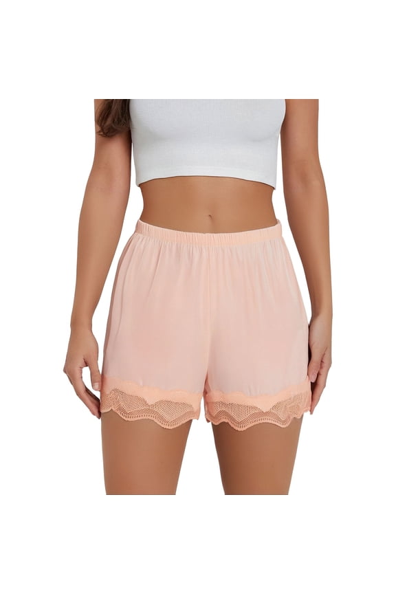 Trim Satin Shorts Women Satin Shorts Panty Slip Shorts for Under Dresses Pettipants Half Slip Shorts Split Skirt Red XL