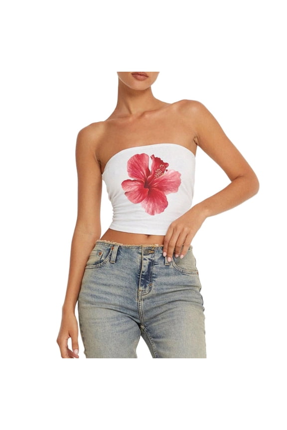 Tube Tops Crop Top Basic Bandeau Shoulder Tops Bandeau Tops flowy strapless top Strapless Blouse beach clothes Smocked Tube Tops Shirred Tanks Sleeveless Tank Fit Red S