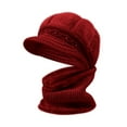 thumbnail image 1 of JJHGVB Warm Winter Beanie Hat & Scarf Set Slouchy Winter Ski Hat Thickened Warm Bonnet Thick Warm Hat For Men Women Womens Knitted Hat Winter Hat Scarf Women Hat And Scarf Set A8-Red One Size, 1 of 3
