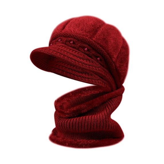 JJHGVB Warm Winter Beanie Hat & Scarf Set Slouchy Winter Ski Hat Thickened Warm Bonnet Thick Warm Hat For Men Women Womens Knitted Hat Winter Hat Scarf Women Hat And Scarf Set A8-Red One Size