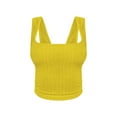 thumbnail image 1 of JJHGVB Wide Strap Tank Tops Crop Tops Camisole Top Going Out Tops Comfort Cami Workout Gym Top Fit Summer Tops for Women double lined tops Thin Lightweight Basic Cami Tank Top U Neck Yellow L, 1 of 1