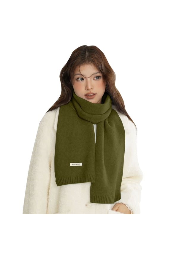 Winter Scarves Warm Scarf Wool Scarf Poncho Sweater Women Cotton Scarves for Women Bufandas Para Mujer Scarfs for Women Blackish Green One Size
