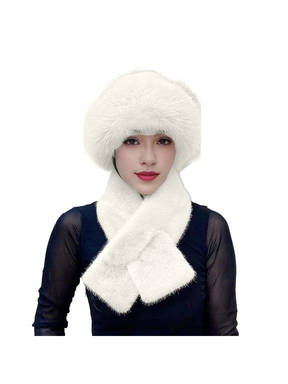 Winter Warm Women Hat Scarf Set Hat And Scarf Set For Women, Collar Wrap Winter Fuzzy Hat Scarf Thickened Warm Cap For Cold Weather Winter Sets For Women A1-Beige One Size
