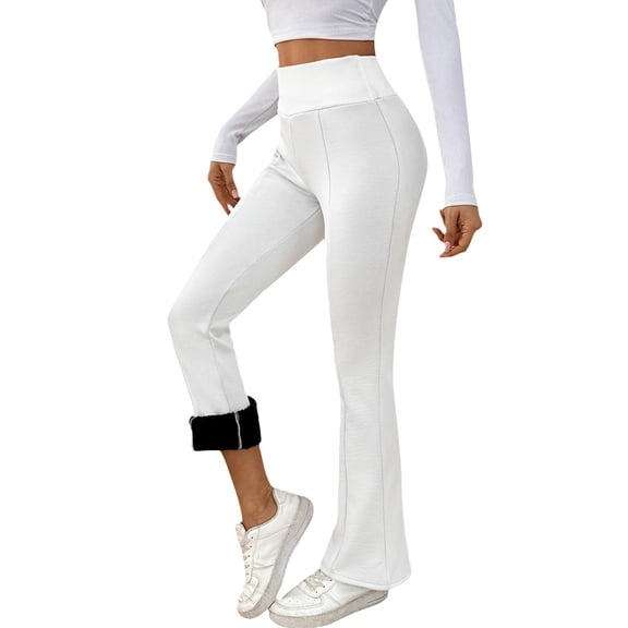 JJHGVB Women's Fleece Sweatpants Flared Leggings for Women Stretchy Bell Bottom Pants for Women Long Trousers for Women Tall Sweatpants Women Cute Sweatpants Womens Active Pants White XL
