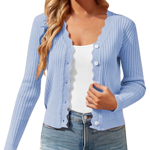 JJHGVB Womens Cardigans Lightweight Knit Cardigan Button Up Cardigan Women's Cardigans Ladies Sweaters Women Sweaters Women Sweaters Cardigan Light Blue M