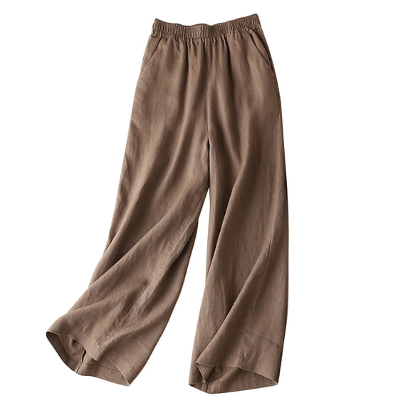 JJHGVB Womens Cotton Sweatpants Plus Size Gauze Pant Beach Palazzo Pants Flowy Trousers Baggy Long Trouser Workout Outdoor Trousers with Pockets Summer Casual Loose Fit Women's Sweatpants Brown 2xl
