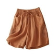 thumbnail image 1 of JJHGVB Womens Linen Shorts Flowy Shorts Beach Vacation Clothes Pure Color Shorts High Waisted Wide Leg Wide Leg Shorts for Women Shorts for Women Comfy Resort Wear Workout Shorts Orange 2XL, 1 of 3