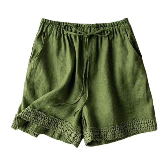 JJHGVB Womens Linen Shorts Linen Bermuda Shorts for Women Womens Long Shorts Womens Linen Shorts Beach Lightweight Short Beach Shorts with Pockets Flowy Shorts Wide Leg Shorts for Women Green M