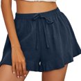 thumbnail image 1 of JJHGVB Womens Linen Shorts Wide Leg Shorts for Women Flowy Shorts Resort Wear for Women 2026 Beach Resort Pants Beach Shorts with Pockets Womens Long Shorts for Women Lounge Shorts Navy S, 1 of 6