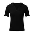 thumbnail image 1 of JJHGVB Womens Short Sleeve Sweater Baggy Sweater V Neck Sweaters for Women Short Sleeve Sweaters for Women Sweaters Women Short Sleeve Shirts for Women Womens Short Sleeve Blouse Black L, 1 of 4
