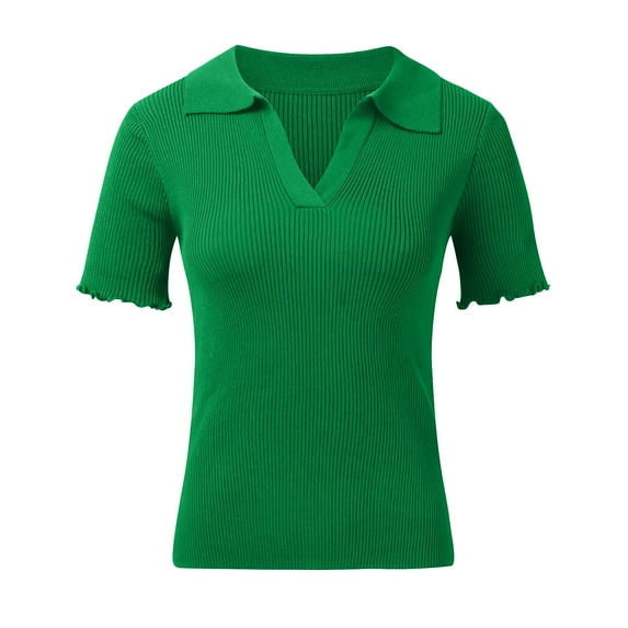 JJHGVB Womens Short Sleeve Sweater Baggy Sweater V Neck Sweaters for Women Womens Short Sleeve Sweater Tops Short Sleeve Knit Tops for Women Short Sleeve Top Green M