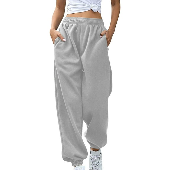 JJHGVB Womens Sweatpants with Pockets High Waisted Sweatpants for Women Jogger Sweatpants Women’s Trousers Gym Pants Women Womens Sweat Pants Womens Pants Trendy Gray L