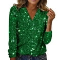 thumbnail image 1 of JJHGVB Womens V Neck T Shirts Mardi Gras Shirt Mardi Gras Shirts Women Mardi Gras Decorations Women Shirts Casual Blouses for Women Long Sleeve Shirts for Women Green 2XL, 1 of 4