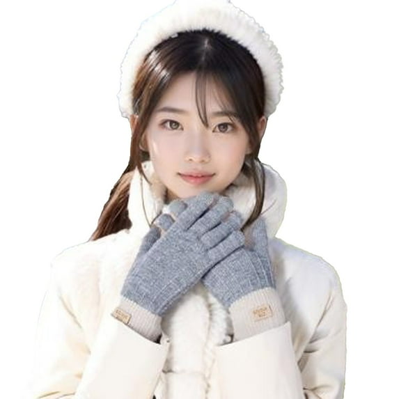JJHGVB Wool Liner Gloves Cycling Gloves Knit Gloves Mens Gloves Winter Waterproof Gloves for Men Hiking Gloves for Men Gray One Size