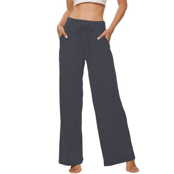 JJHGVB Yoga Pants Flare Leggings Casual Cropped Wide Leg Pants With Pocket Stylish Loose Fit Culottes Ideal For Travel Work Or Summer Outings Wide Leg Pants Woman Workout Pants Dark Gray M