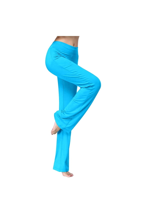 Yoga Pants Flare Leggings Women Casual Pants With Pockets Straight Leg Dance Pants Flared Loose Straight Leg Sportswear Wide Leg Pants Woman Workout Pants Blue 2 M