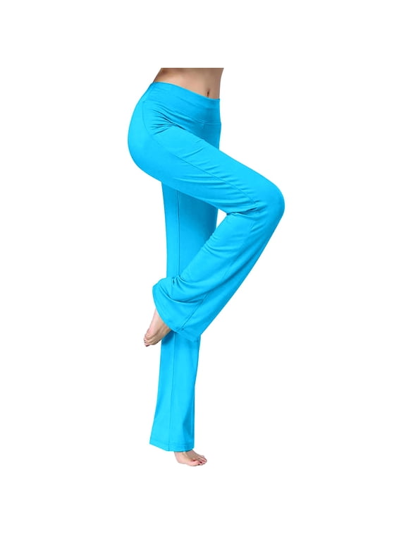 Yoga Pants Flare Leggings Women Casual Pants With Pockets Straight Leg Dance Pants Flared Loose Straight Leg Sportswear Wide Leg Pants Woman Workout Pants Blue 2 M