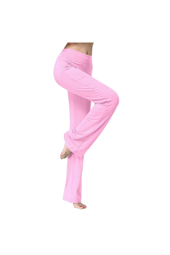 Yoga Pants Flare Leggings Women Casual Pants With Pockets Straight Leg Dance Pants Flared Loose Straight Leg Sportswear Wide Leg Pants Woman Workout Pants Pink 2XL