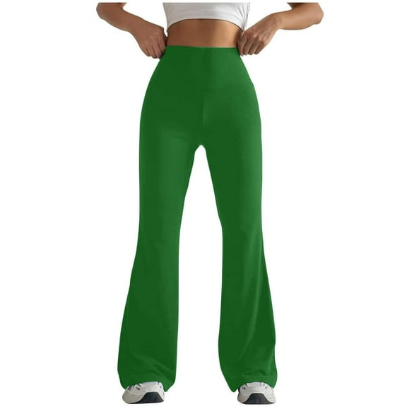 JJHGVB Yoga Pants Flare Leggings Womens Stretch High Waist Leggings Regular Solid Flared Pants Active Workout Yoga Pants Pants Wide Leg Pants Woman Workout Pants Green S