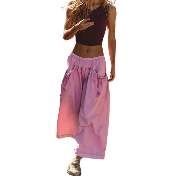 JJHGVB capris pants Casual Loose Pants Straight Leg Pants Cropped Pant women's capris pantalones capri mid-calf length Slacks capri lounge pants Knee Length Capri Pants High Waist Red S