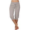 thumbnail image 1 of JJHGVB capris pants Cropped Pant Baggy Trousers Lightweight Breathable pantalones capri capri lounge pants Lounge Trousers Casual Straight Knee Length Capri Pants Drawstring Pants Gray L, 1 of 9