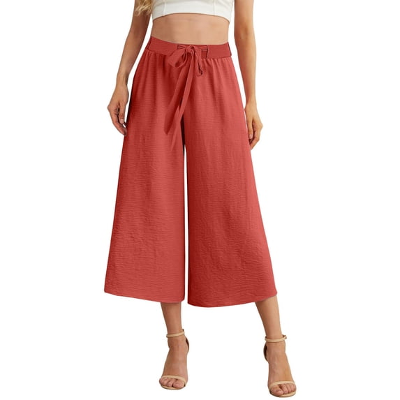 JJHGVB capris pants Cropped Pant Casual Straight Summer Beach Pants Knee Length Capri Pants active pants women mid-calf length Slacks pantalones capri High Waist women's capris Red 2 S
