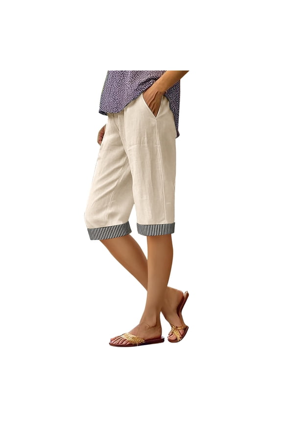 capris pants Summer Beach Pants Straight Leg Pants pantalones capri pedal pushers for women women's capris Knee Length Capri Pants capri lounge pants active pants women Beige 3XL