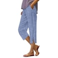 thumbnail image 1 of JJHGVB capris pants capri lounge pants pedal pushers for women mid-calf length Slacks comfys fit Knee Length Capri Pants pantalones capri active pants women Cropped Pant High Waist Blue L, 1 of 9