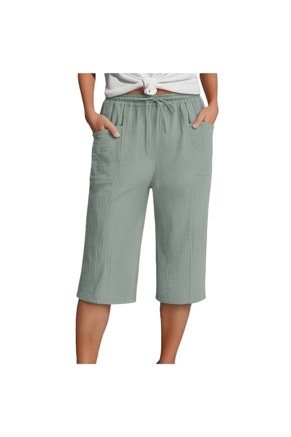 capris pants gaucho pants for women Loose Fit pedal pushers for women Elastic Waist Knee Length Capri Pants active pants women pantalones capri capri lounge pants High Waist Silver L