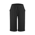 thumbnail image 1 of JJHGVB capris pants mid-calf length Slacks women's capris Knee Length Capri Pants Loose Fit Straight Leg Pants Preppy Lounge Pant pantalones capri capri lounge pants Baggy Trousers Black XL, 1 of 9