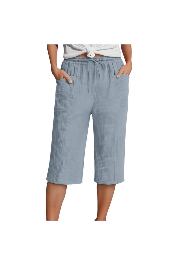 capris pants women's capris Cropped Pant capri lounge pants Elastic Waist Drawstring Pants pantalones capri Summer Beach Pants Lounge Trousers gaucho pants for women Gray S