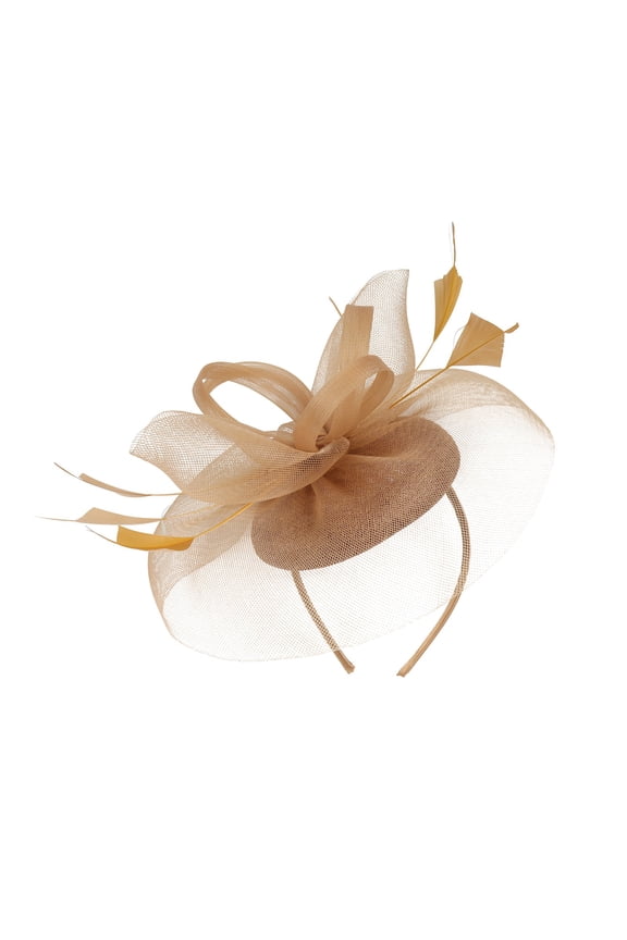 fascinators Fascinators Hats Accessories Hat Feather Mesh Headband Headband Fascinator Hat Fascinators Headband Mesh Floral Clip fascinators for Women head bands with clips Gold One Size